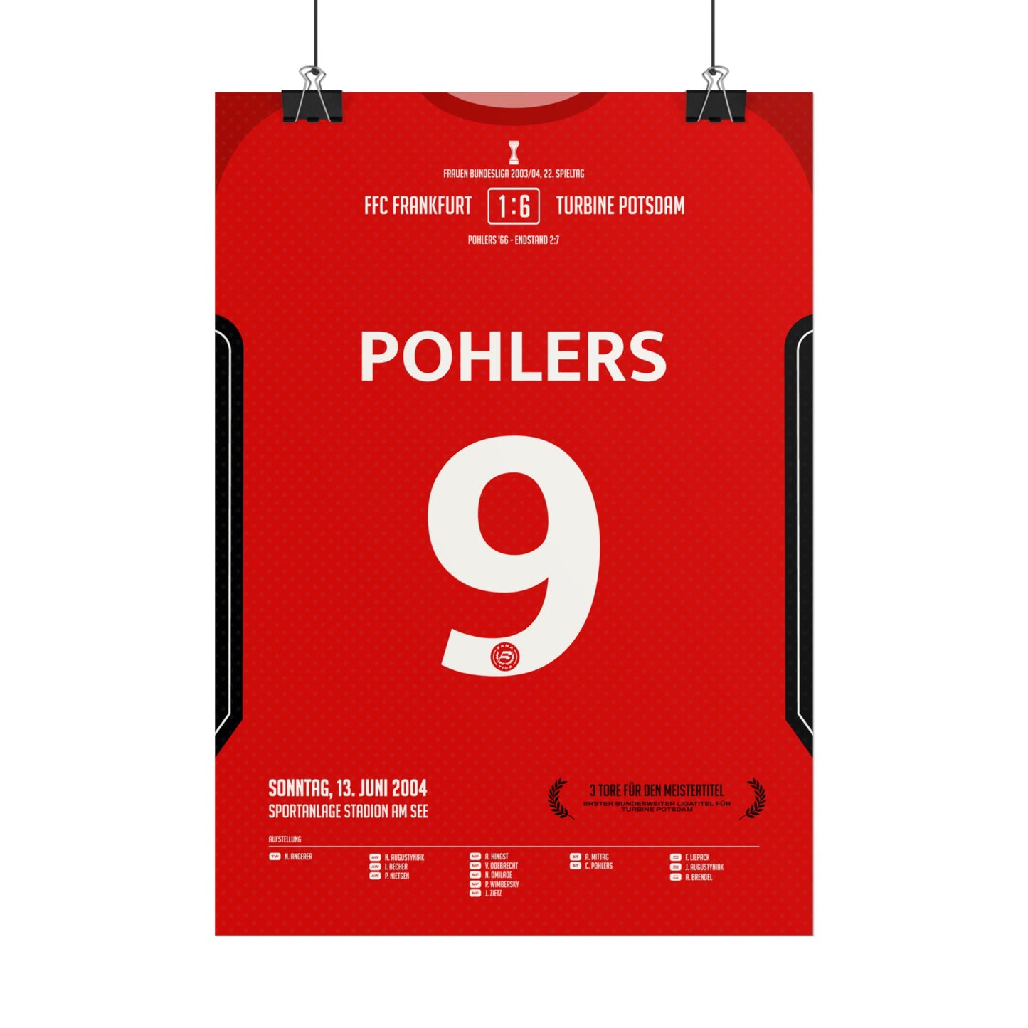 Conny Pohlers  | 9 • "Drei Tore für die Meisterschaft" • 13.06.2004