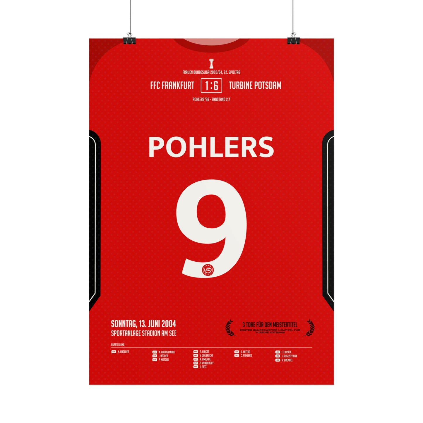Conny Pohlers  | 9 • "Drei Tore für die Meisterschaft" • 13.06.2004